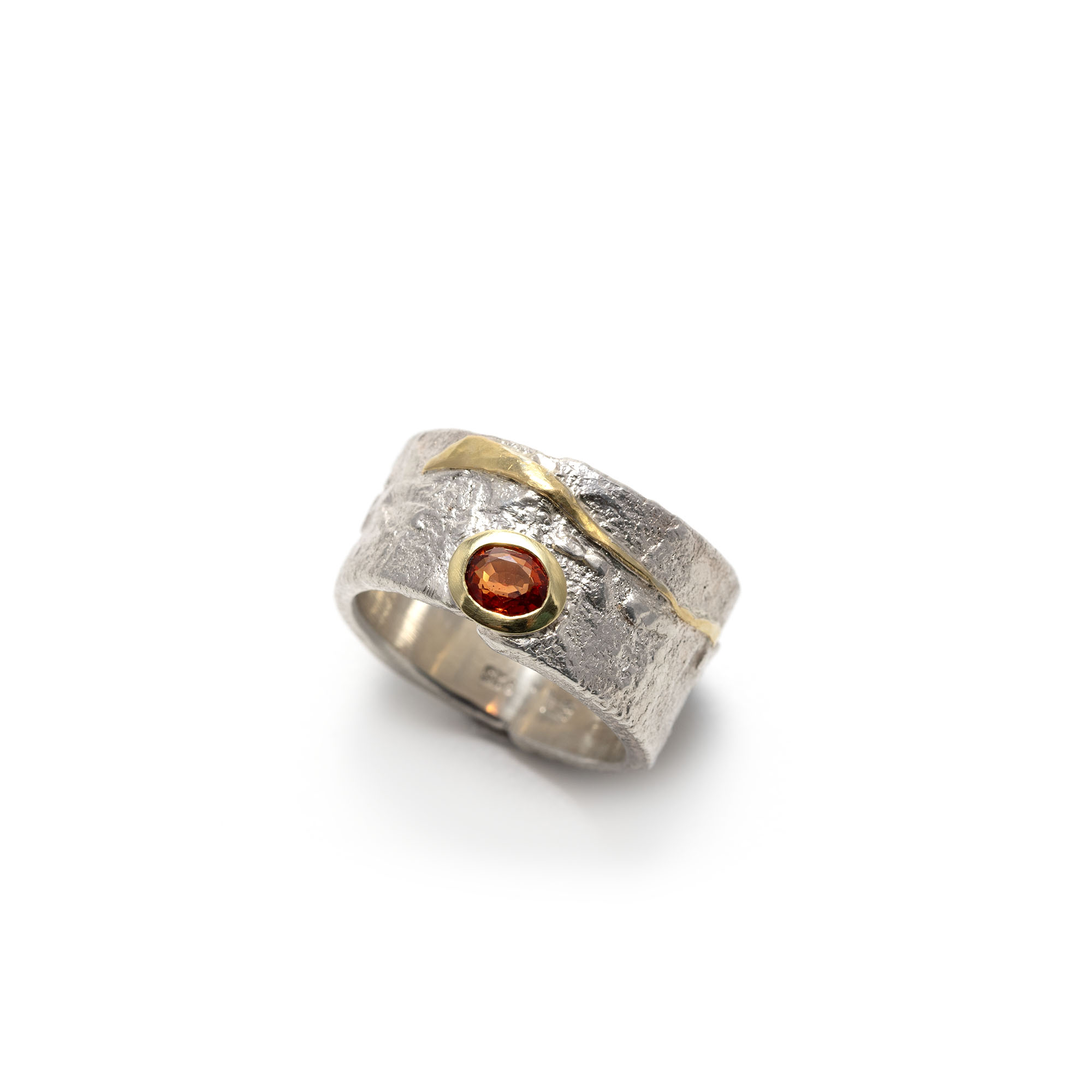 Silberring "Orange Day", mit orangefarbenem Saphir