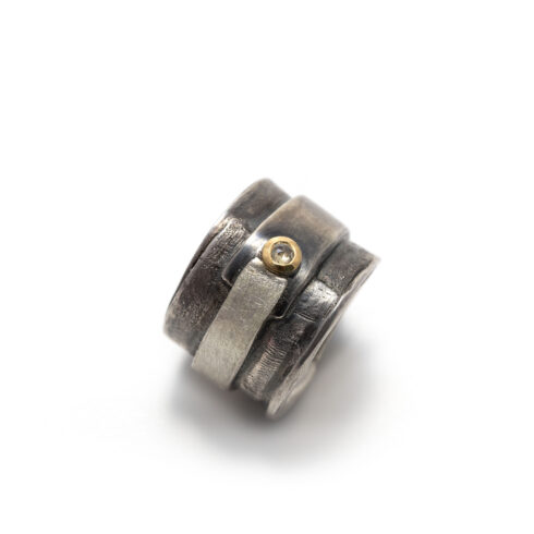 Silberring "sealed", mit Diamantrose