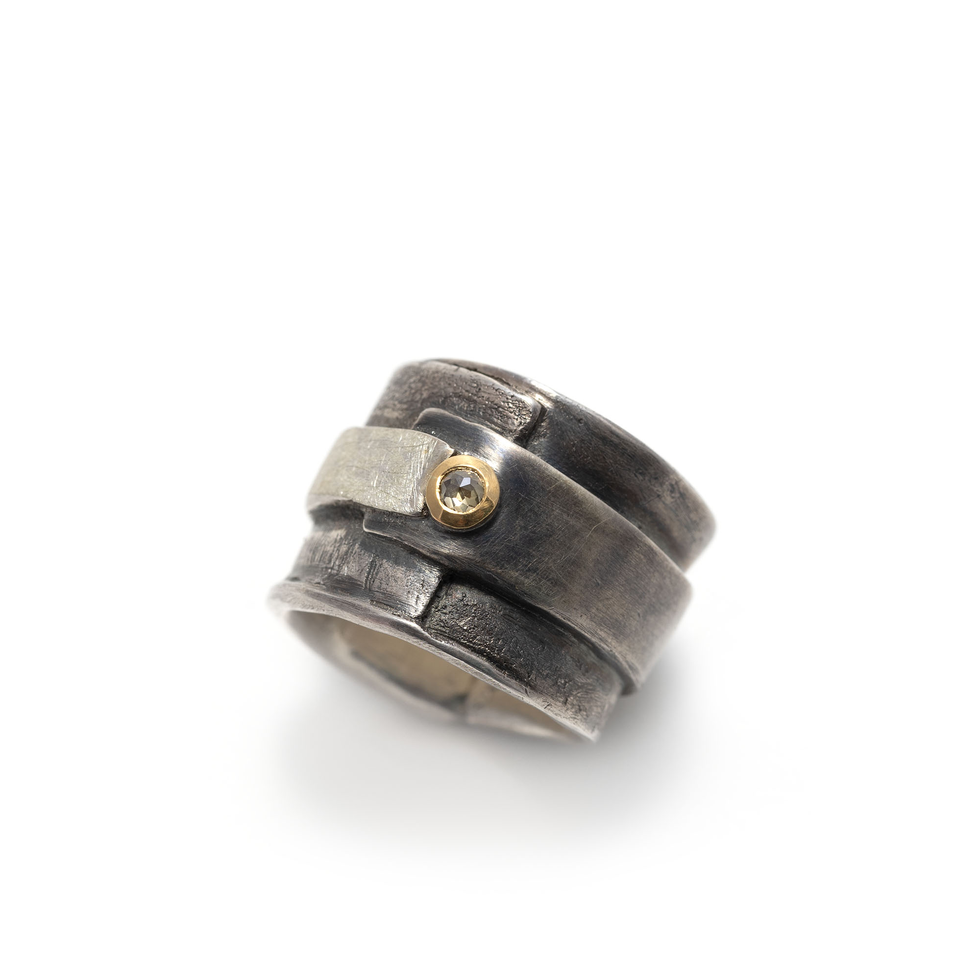 Silberring "sealed", mit Diamantrose